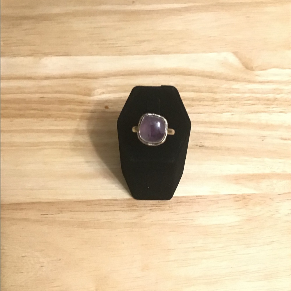 SIZE 10 Amethyst 925  STERLING SILVER PLATED RING
